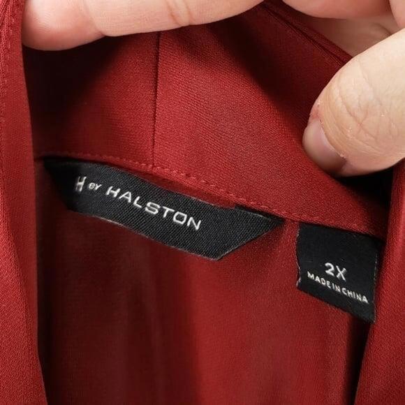 H by Halston Red Wrap Tie Jumpsuit - Picture 4 of 5